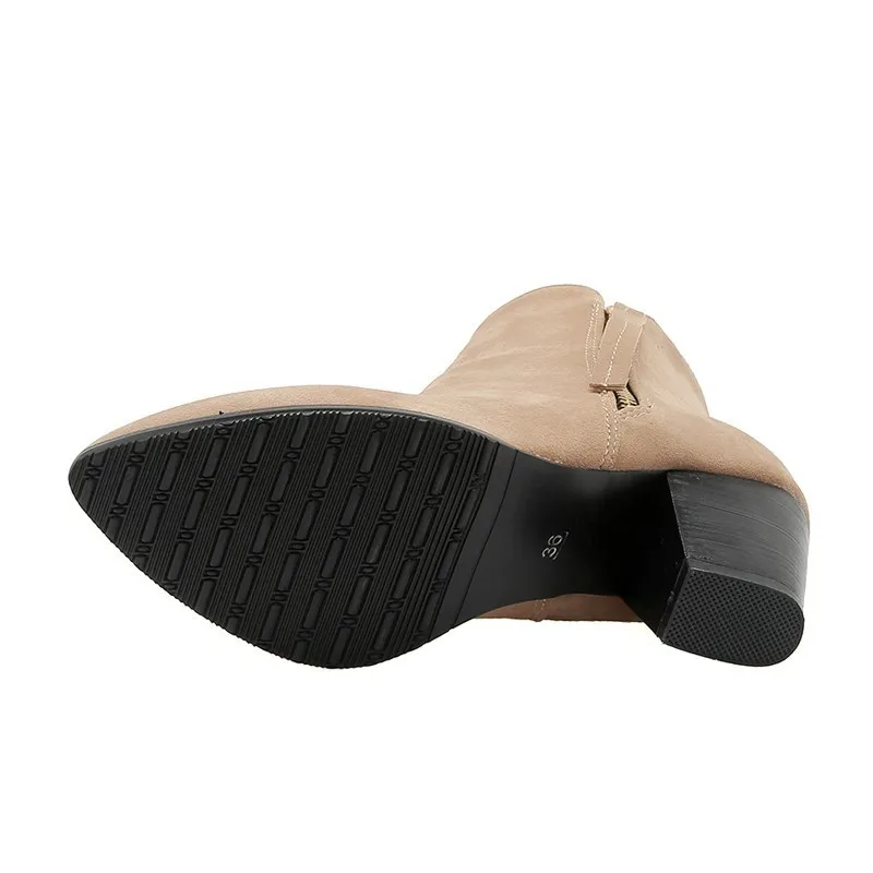 Ботильоны на высоком каблуке Женская Осенняя модная обувь квадратном элегантные