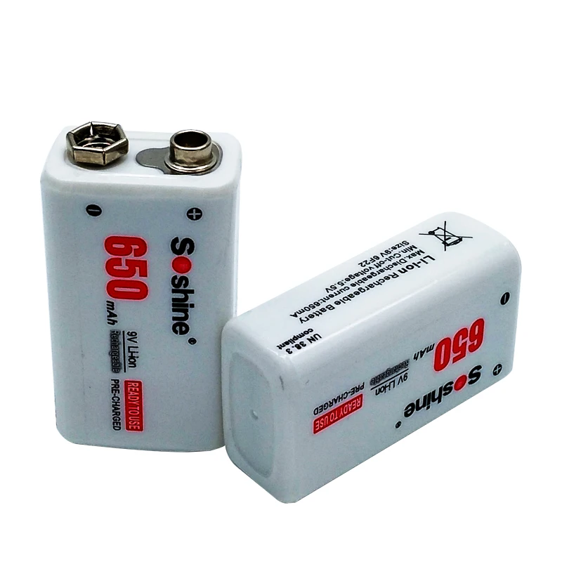 Soshine 9 в быстрое зарядное устройство + 2 шт. 650 мАч В литий ионная полимерная