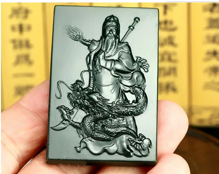 Натуральный нефрит тонкий sap зеленый Guan Yu изображение jadeite кулон ожерелье