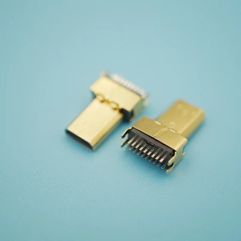 50 шт. Mini 19p HDMI-совместимый Штекерный разъем Позолоченный Micro питания для передачи