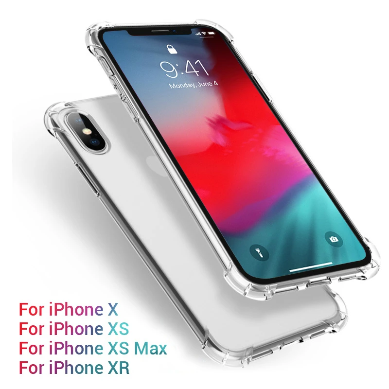 Shockproof Case For iPhone XS Max X XR 7 8 6 6S Plus 5S Phone Protective Cover Silicone Clear Soft 5.8 6.1 6.5inch Bag |