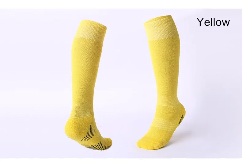 yellow Детские профессиональные спортивные носки для футбола; однотонные гольфы для мальчиков и девочек; дезодорирующие махровые футбольные Компрессионные носки для детей - Цвет: yellow