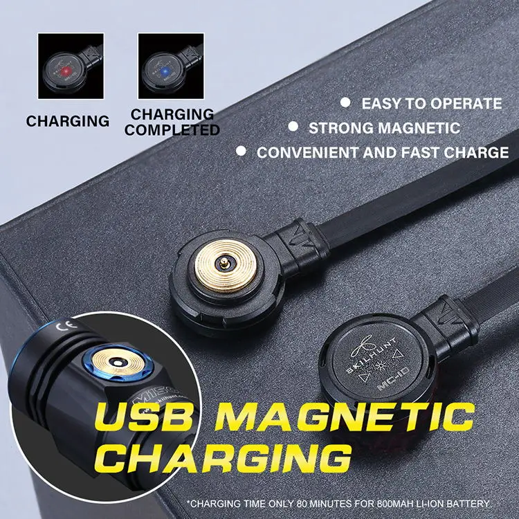 Магнитный перезаряжаемый фонарик Skilhunt M150 USB AA 14500