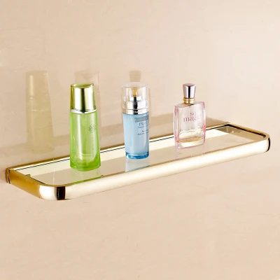glass shelf Набор аксессуаров для ванной комнаты, Золотой квадратный держатель бумаги, полотенцесушитель, мыльница, вешалка для полотенец, стеклянная полка держать полотенец для ванной набор - Цвет: glass shelf