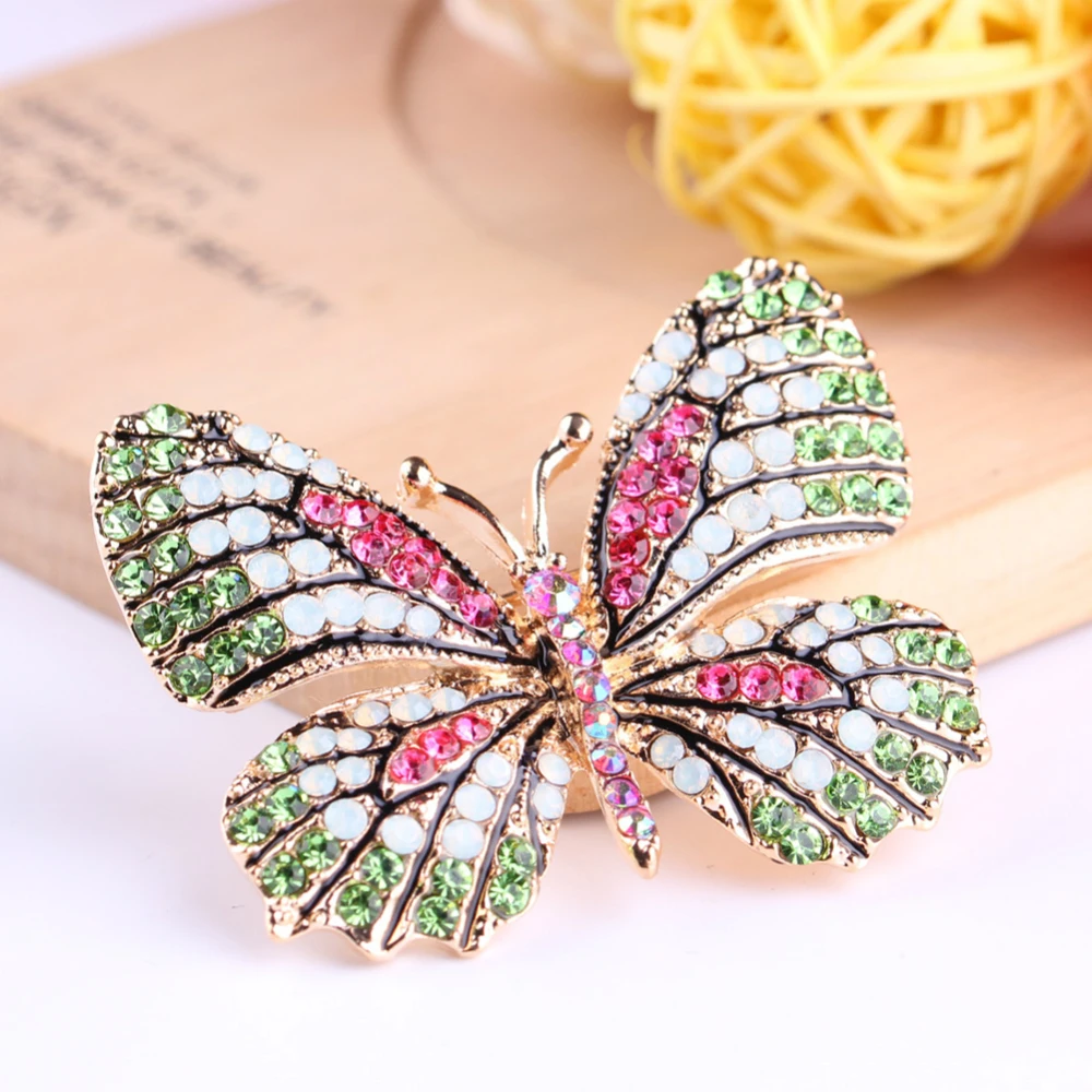 New Arrival 2020 Colorful Crystal Rhinestone Alloy Brooch Plating Butterfly Lifelike Women Jewelry Accessory | Украшения и