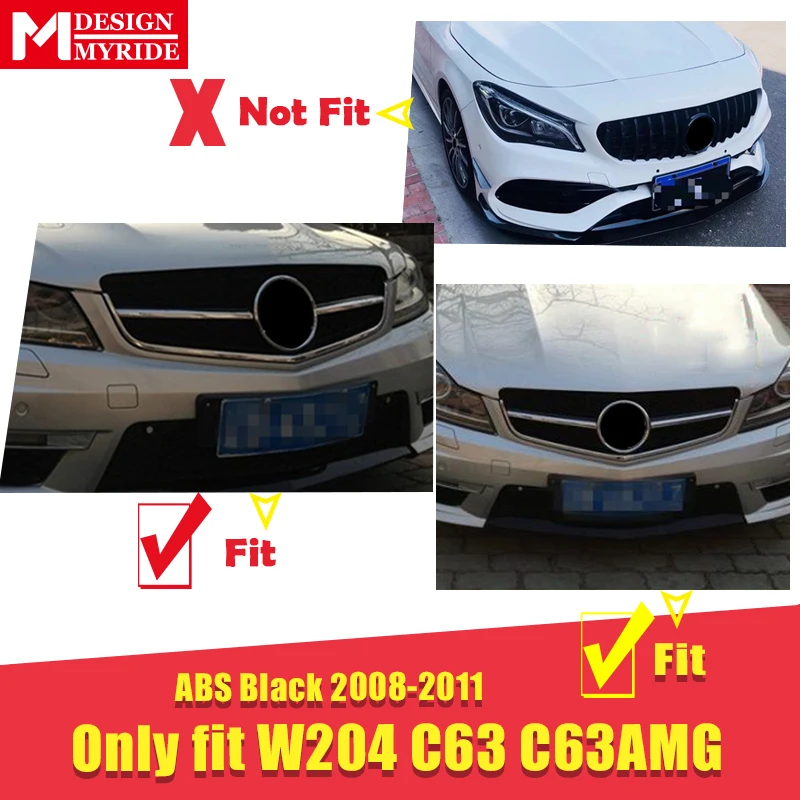 Для Mercedes W204 C Class C63 Panamericana Передняя решетка гриль решетки одиночный плавник ABS