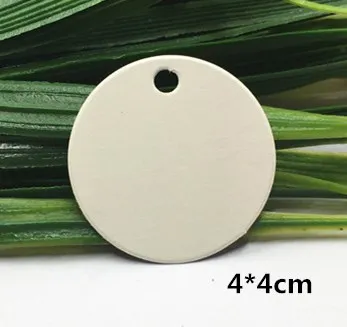 white 4x4cm Коричневая, белая крафт-бумага, три размера, круглая, пустая, простая этикетка, подарочные украшения, крафт-бумага, цена, бирка, принимаем логотип на заказ, 100 шт./лот - Цвет: white 4x4cm