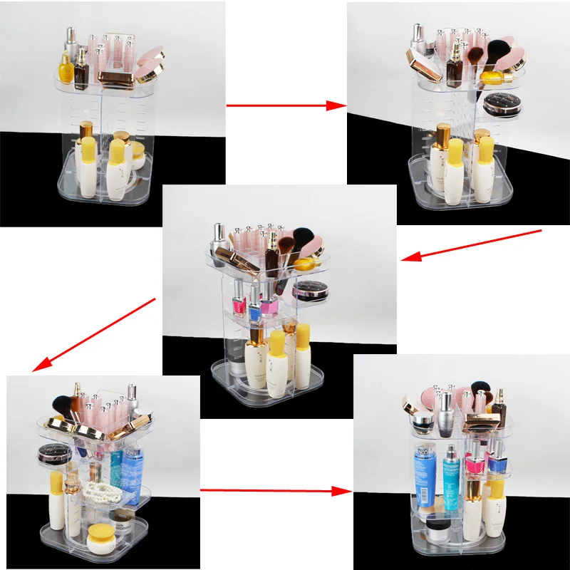 

Plastic Rotating Makeup Organizer Adjustable Cosmetic Storage Rack Transparent Lipstick Organizer Desk Holder Rack Shelf