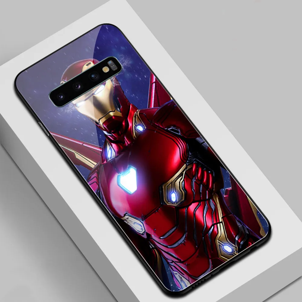 For samsung s10 plus case Glass back cover Marvel ironman for Samsung Galaxy S8 S9 S10 S20 Note 8 9 10 S10e ultra |