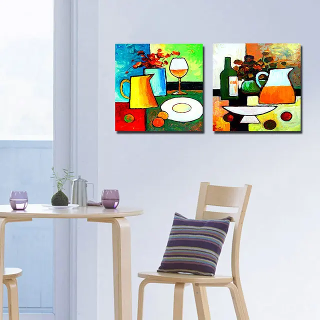 2 панели современные картины искусство кухни куадро декорацион цветы чашки
