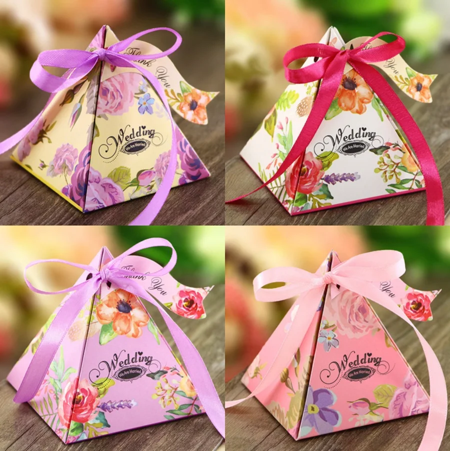 50 шт. фиолетовая Розовая белая желтая треугольная пирамида Цветочные Свадебные