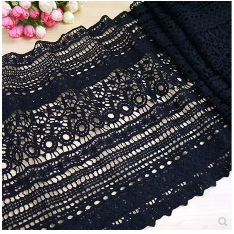

Black Water Soluble Hollow Lace Trimming Polyester Fabric Sewing Accessories For Dress Applique The Cloth Decoration