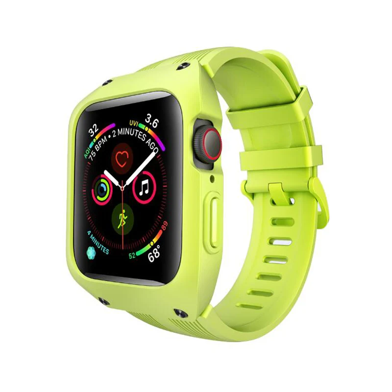 Green Спортивный силиконовый чехол-браслет для Apple Watch 44 мм, ремешок-петля с защитной крышкой для iwatch 4, аксессуары для часов - Цвет ремешка: Green