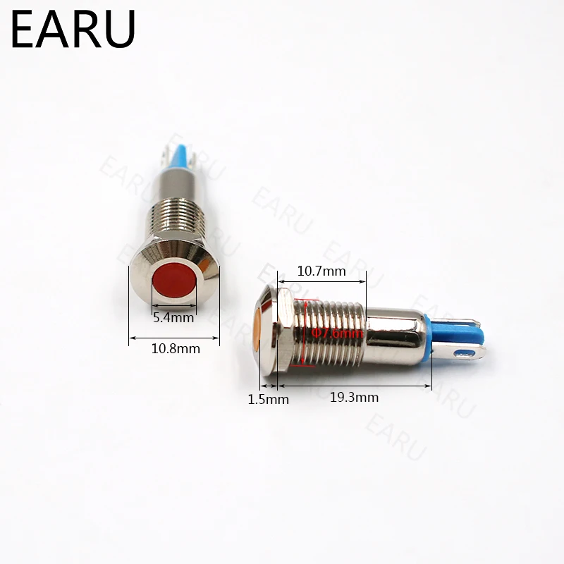 8 мм водонепроницаемый металлический индикатор пилотный свет светодиодная