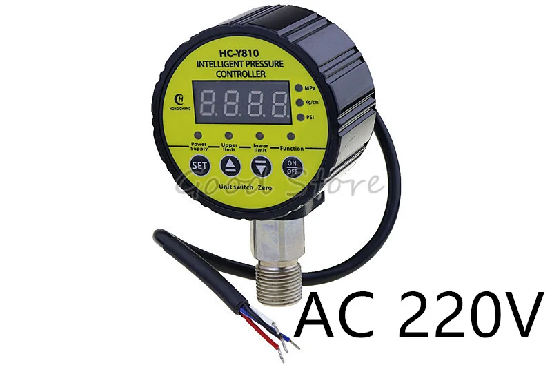 AC 220V HC-Y810 цифровой Давление датчик интеллектуальный цифровой Давление Калибр насос отрицательный Давление переключатель водяного давления контроллер желтый - Цвет: AC 220V