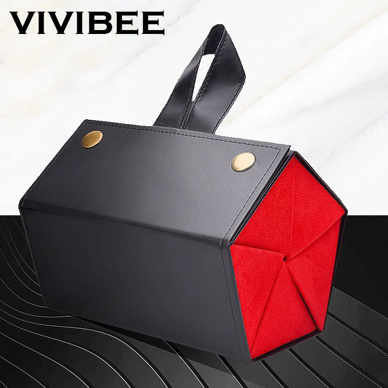 VIVIBEE для женщин высокое качество 5 место для хранения солнцезащитные очки лоток черный красный мода из искусственной кожи ролл Чехол - Цвет: Black Red