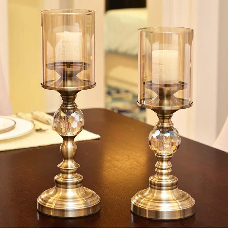 A set of sizes Стеклянный металлический подсвечник, Европейский подсвечник, романтические подсвечники для свадебного ужина, декоративный подсвечник GZT031 - Цвет: A set of sizes