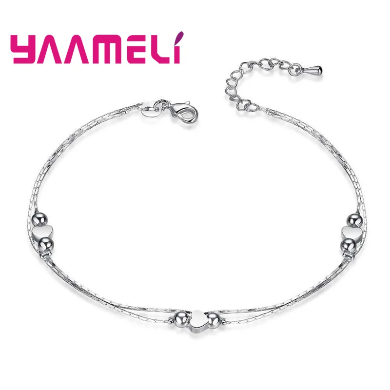 Браслет на ногу из серебра 925 пробы в форме сердца для женщин и девушек | Украшения