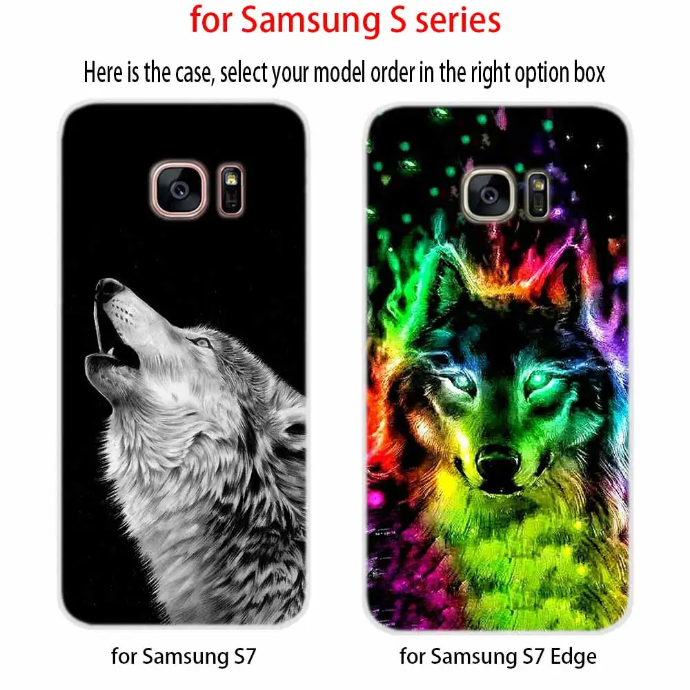 Мягкий чехол Fierce Snow Wolf для Samsung Galaxy S7 Edge S8 S9 S10 S11 S20 S21 Plus Lite E Ultra|Бамперы| |