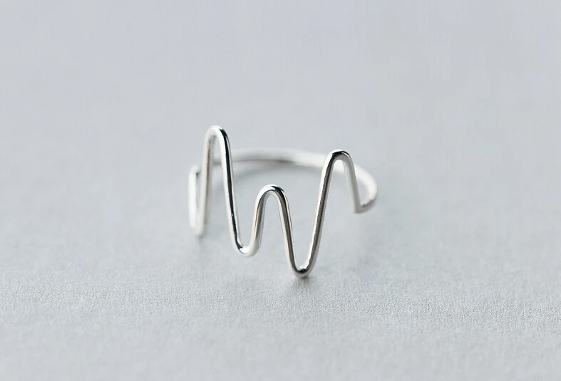 Женское кольцо из цельного стерлингового серебра S92 простое изящное с волнистой