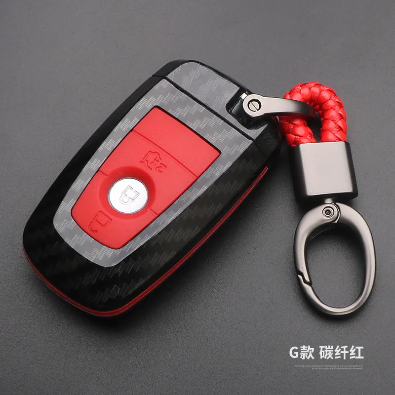 F carbon red Углеродного волокна для стилизации автомобильного пульта Брелок чехол Брелок для Ford Fiesta Focus 3 4 MK3 MK4 Mondeo Ecosport, Kuga Focus ключ сумка - Название цвета: F carbon red
