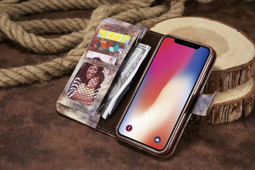 Hotr Винтаж чехол-портмоне с откидной крышкой из искусственной кожи чехол для iPhone 5 5S SE 6 6s, 6 plus, 7, 7 plus, 8, 8 plus, X полной защиты стоячий кейс-держатель чехол