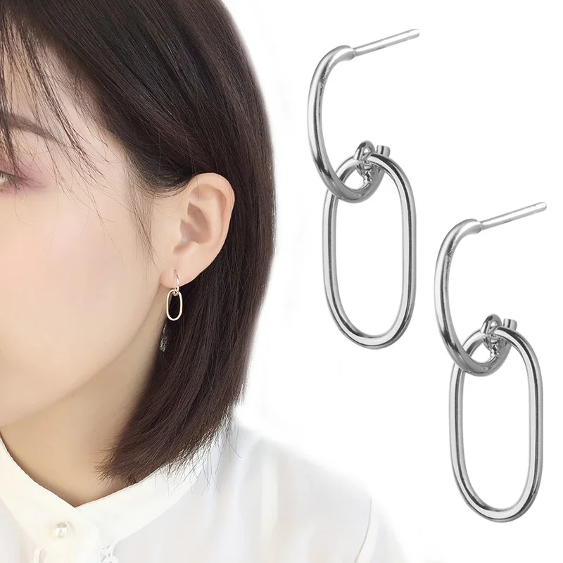 1 пара модные милые геометрические серьги с цепочкой женские асимметричные для