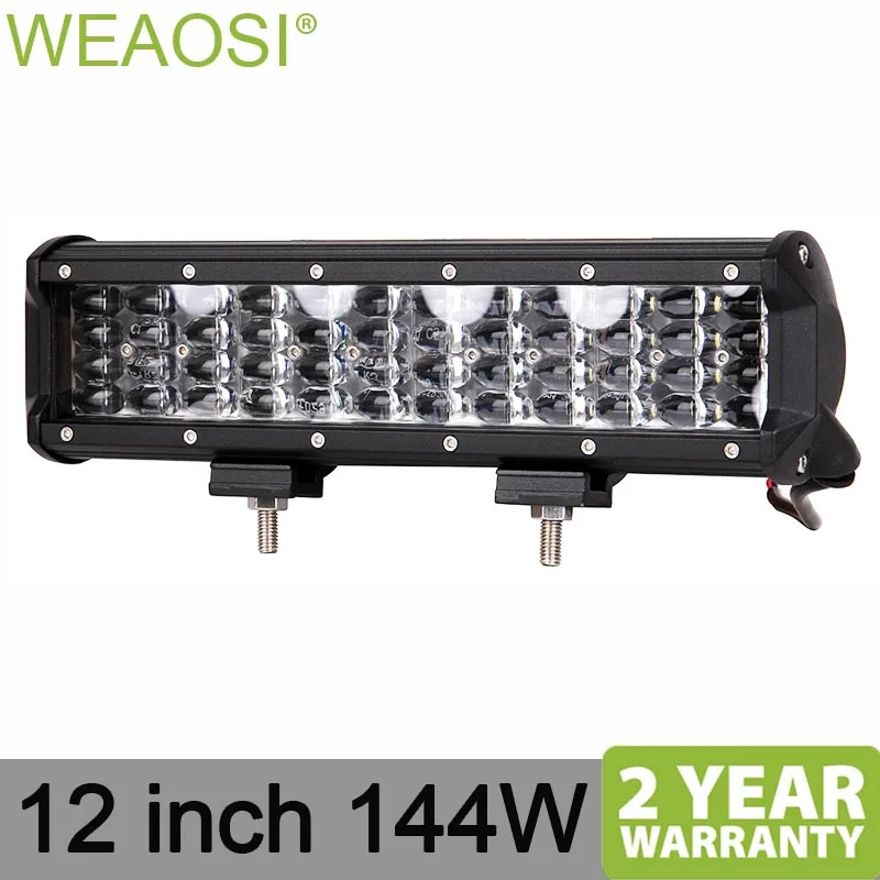 12-дюймовая светодиодная рабочая лампа 144Вт 12В 24В комбо для автомобилей, автовездеходов, SUV, лодок, яхт, грузовиков, внедорожников, прицепов, фургонов, кемперов.