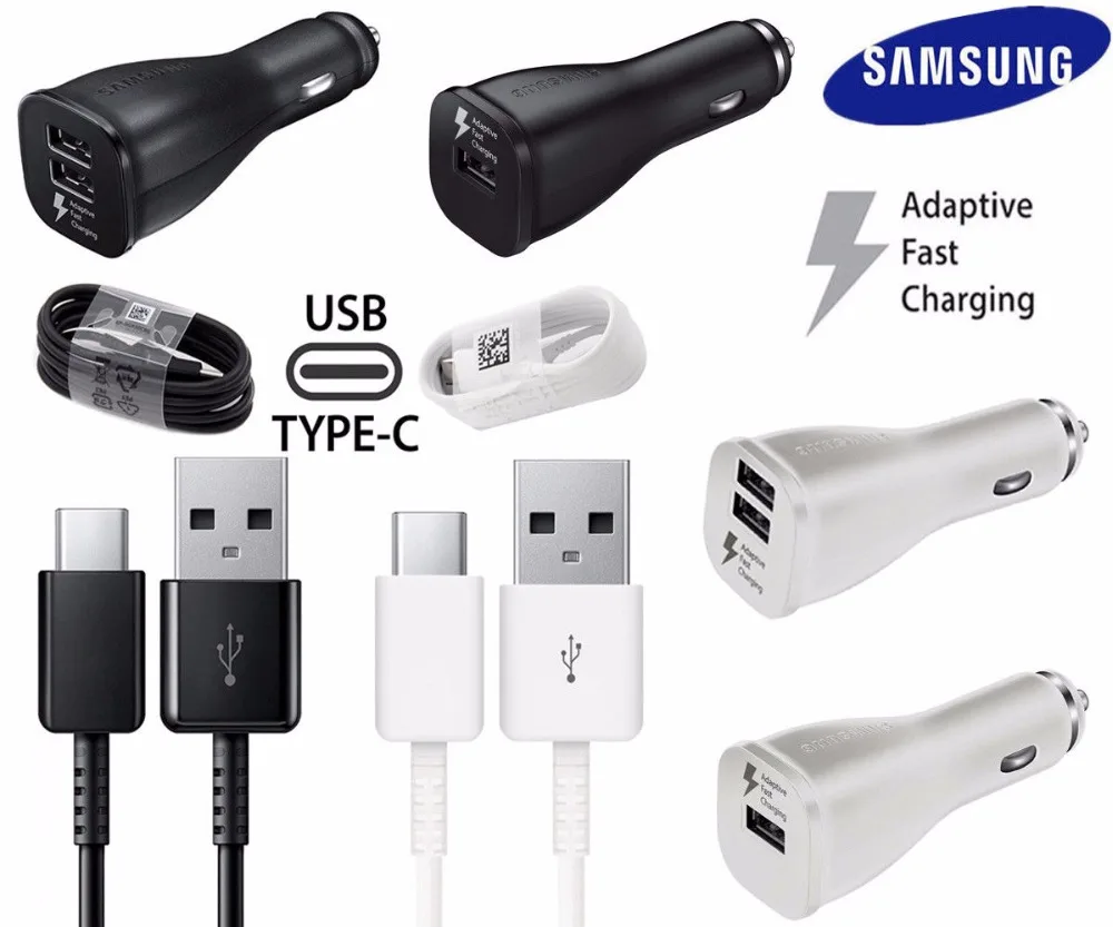 Оригинальный samsung USB автомобиль Быстрая Зарядное устройство + 1 2 м Тип usb-C для Galaxy