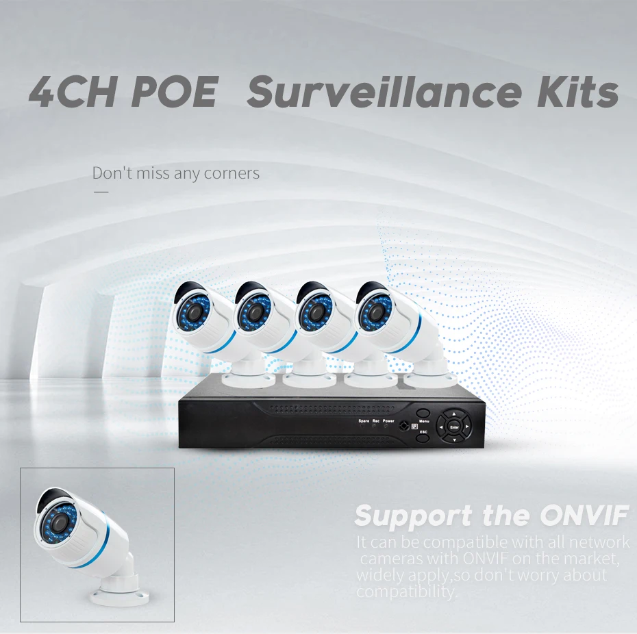 Jooan 704NVR 4CH NVR комплект 720 P POE Камера Системы HD Безопасности IP Камера Системы CCTV Мониторы Системы выполните наблюдения сети