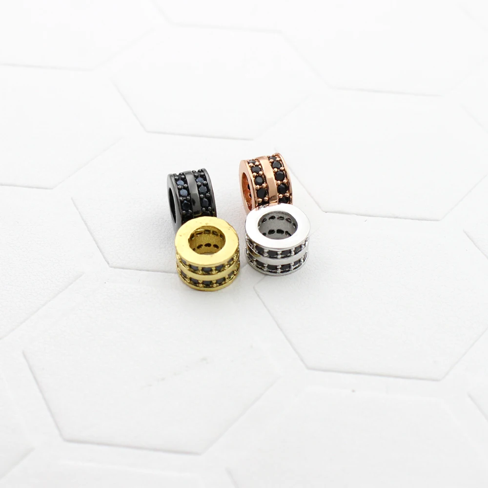 Plated DIY 4mm Hole Metal Spacer Copper Beads Micro Pave Zircon Round for Charms Jewelry Bracelet Making Accessories | Украшения и