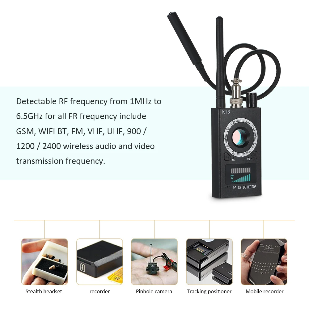 Мультифункциональный анти шпионский детектор K18 камера GSM аудио ошибок GPS