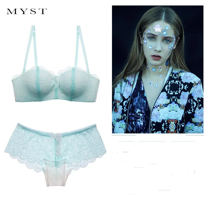 

women's lace sexy lingerie women bra sets Sexy lace no steel ring half a cup of comfortable gather a piece of bra girl underwear