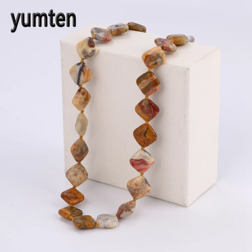Yumten цветное Нефритовое мощное ожерелье с натуральным камнем квадратным