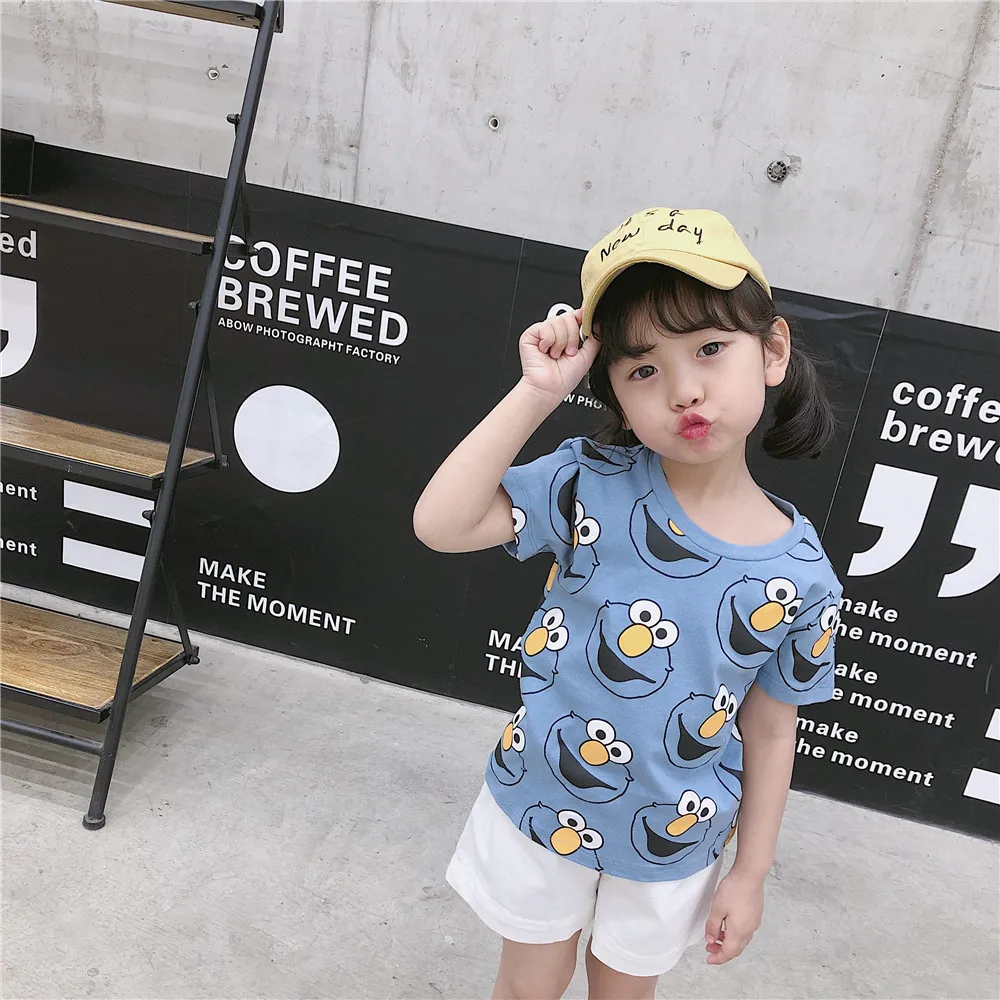 Детская футболка с мультяшным рисунком для мальчиков и девочек летние детские