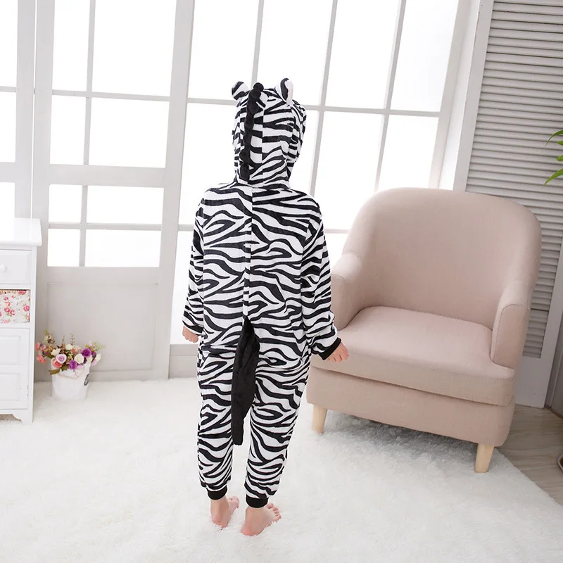 Детские фантазии кигуруми Зебра Onesie мальчик девочка фланель животных Хэллоуин