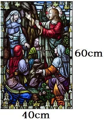 010 40cm by 60cm На заказ оконная пленка Европейская многоцветная Ретро статическая пленка Иисус церковь индивидуальный гардероб дверь стекло цветная пленка матовая - Цвет: 010 40cm by 60cm