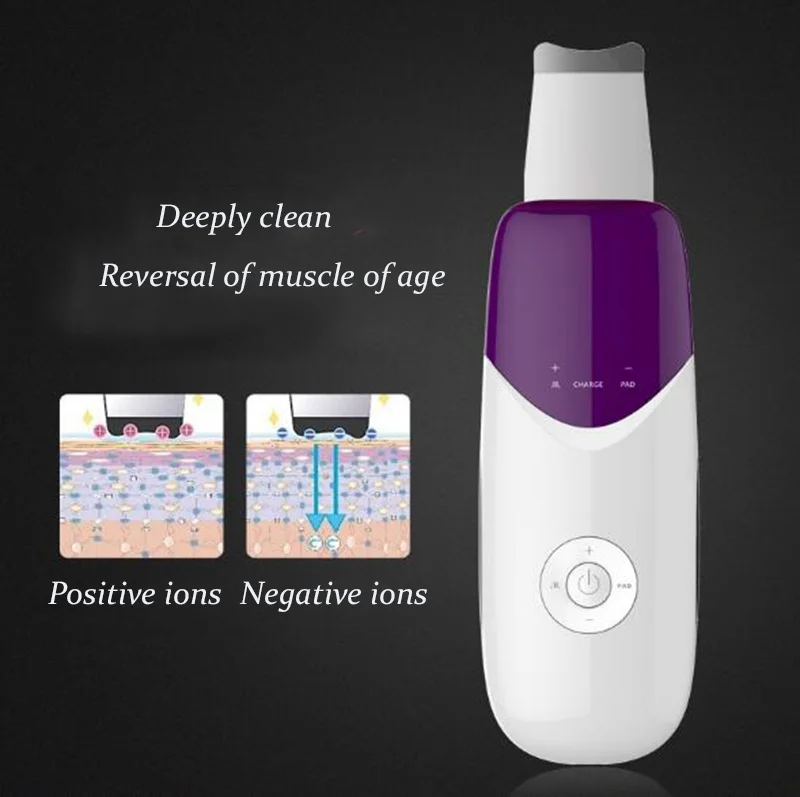 Koop Thuisgebruik Oplaadbare Ultrasone Galvanische Ion Huid Reinigen Huid Scrubber Peeling Facial Cleaner Massager Gezicht Schoonheid D292
