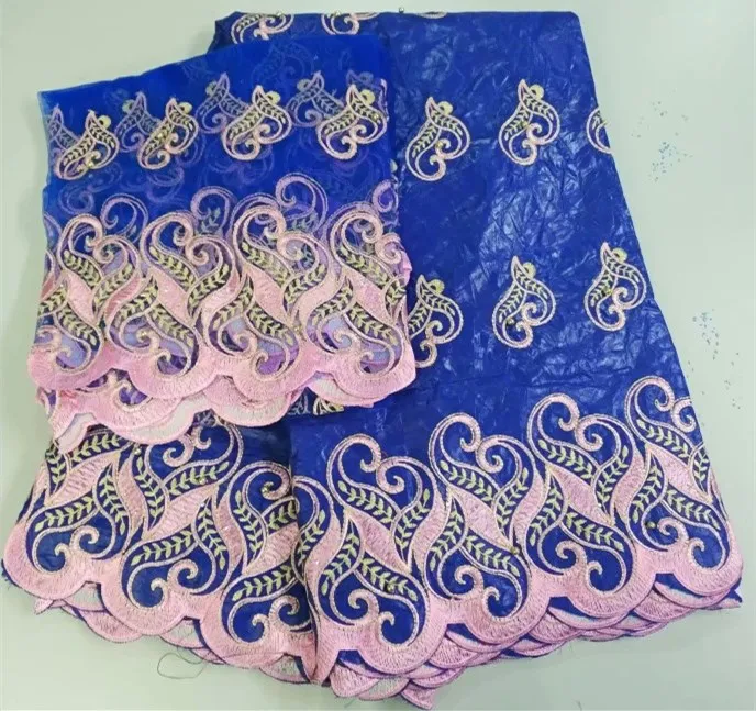 5 ярдов + 2 индии базен Riche Getzner кружевной ткани 2018 с блузка из бисера mei красный