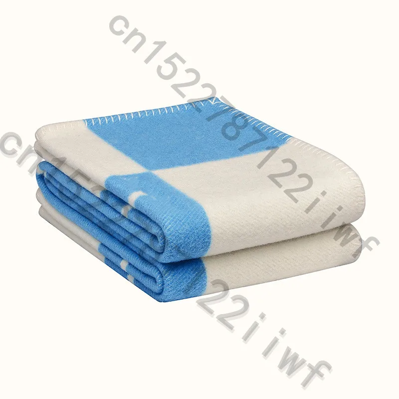 H Blanket Blue Новое кашемировое Клетчатое одеяло, вязанное крючком, мягкий шерстяной шарф, шаль, портативный теплый диван, кровать, флисовое вязаное розовое одеяло, наволочка - Цвет: H Blanket Blue
