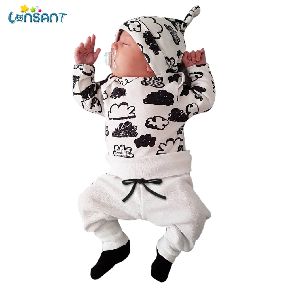 LONSANT Baby Clothing Sets 2019 Autumn Boys Clothes Infant Striped Tops T-shirt+Pants Leggings 3pcs Outfits Set N30 |