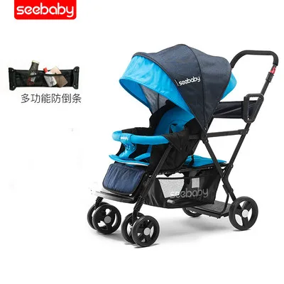 Seebaby Складная коляска для близнецов, двойная коляска, два сиденья, может стоять/сидеть, подходит для новорожденных и детей, коляска, нагрузка 130 кг - Цвет: B2