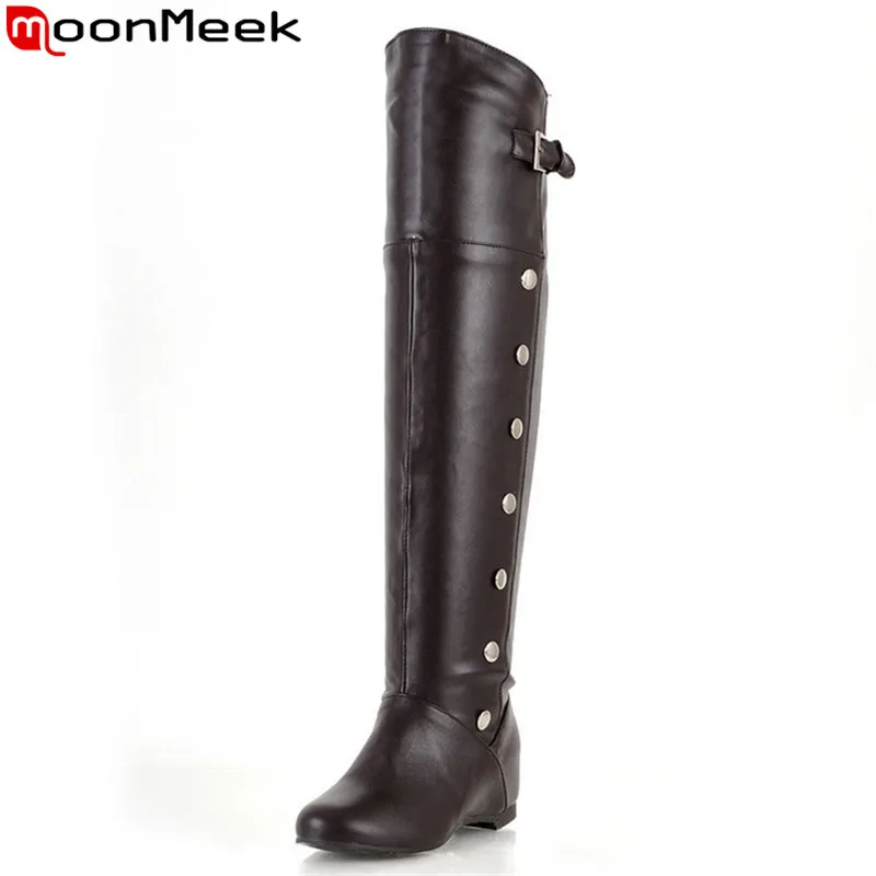 MoonMeek/Новое поступление Женские сапоги Модные визуально увеличивающие рост Цвет