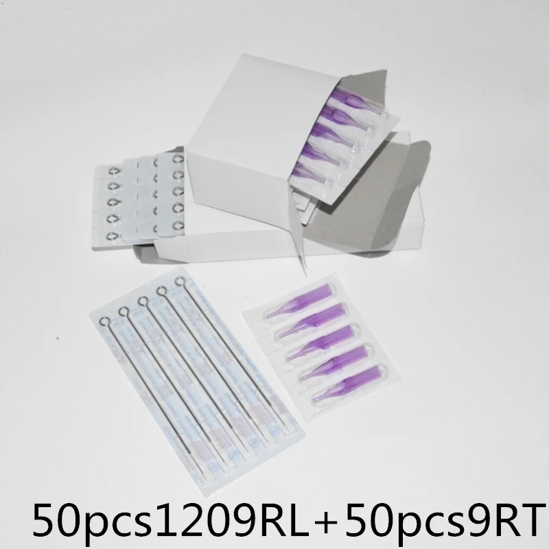 50 шт 1209RL иглы татуировки + 9RT фиолетовые Наконечники Татуировки|Иглы для тату| |