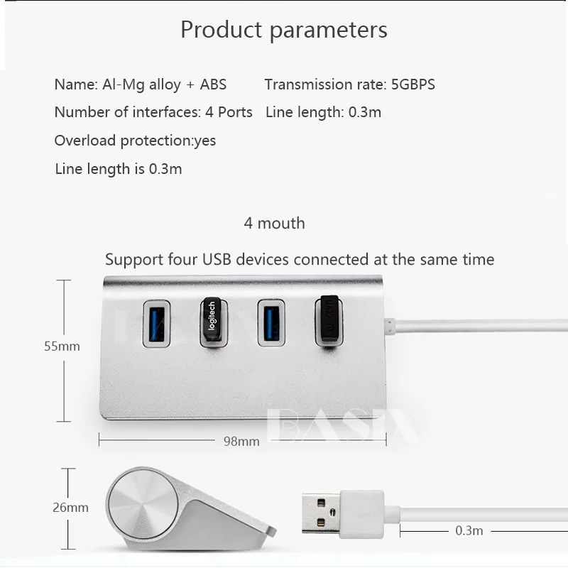 Basix Usb концентратор 3 0 4 порта USB сплиттер адаптер с высокой скоростью 5 Гбит/с