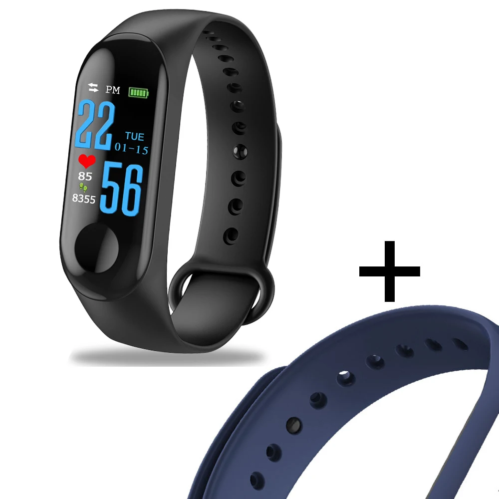 Add Blue strap Смарт-браслет кровяное давление M3 фитнес-трекер часы IP67 плавание водонепроницаемый gps трекер пульсометр Smartband для мужчин и женщин - Цвет: Add Blue strap