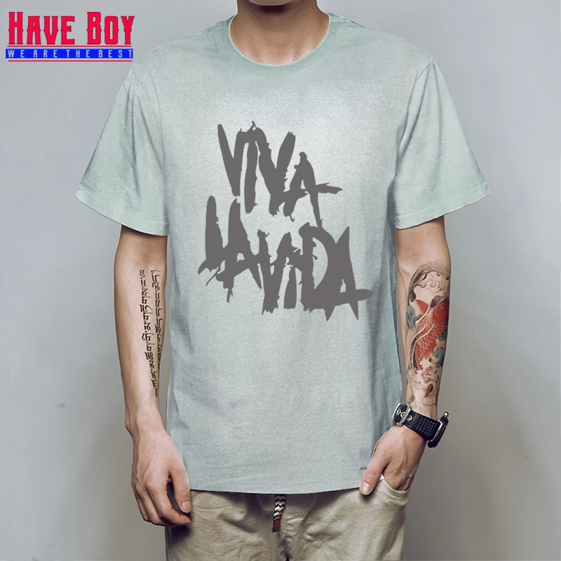 gray gray HAVE BOY Rock Coldplay Viva la vida свободная Мужская футболка для мужчин новая хлопковая Повседневная футболка с короткими рукавами Camisetas Masculina HB160 - Цвет: gray gray