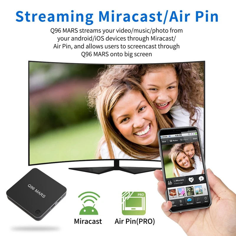 Q96 Mars Android 7,1 Tv Box S905L четырехъядерный 1/8Gb 4K Vp9 H.265 Dlna Hd2.0 3D игровой Смарт ТВ медиа-оборудование Us Plug
