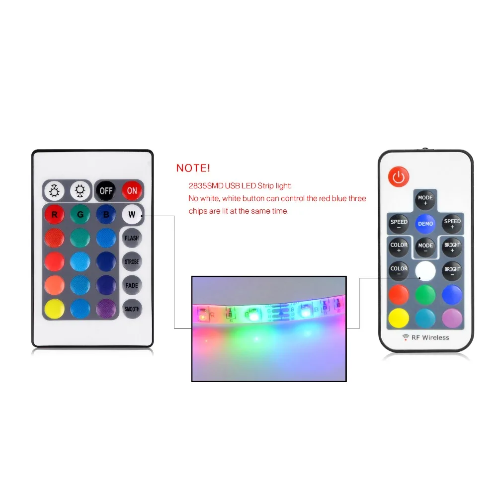 3528 USB СВЕТОДИОДНЫЙ светильник DC 5 в RGB светильник для кухонная полоска лампа 1 м 2 м 3 м 4 м 5 М лента с RF ИК-пультом ТВ фоновая подсветка
