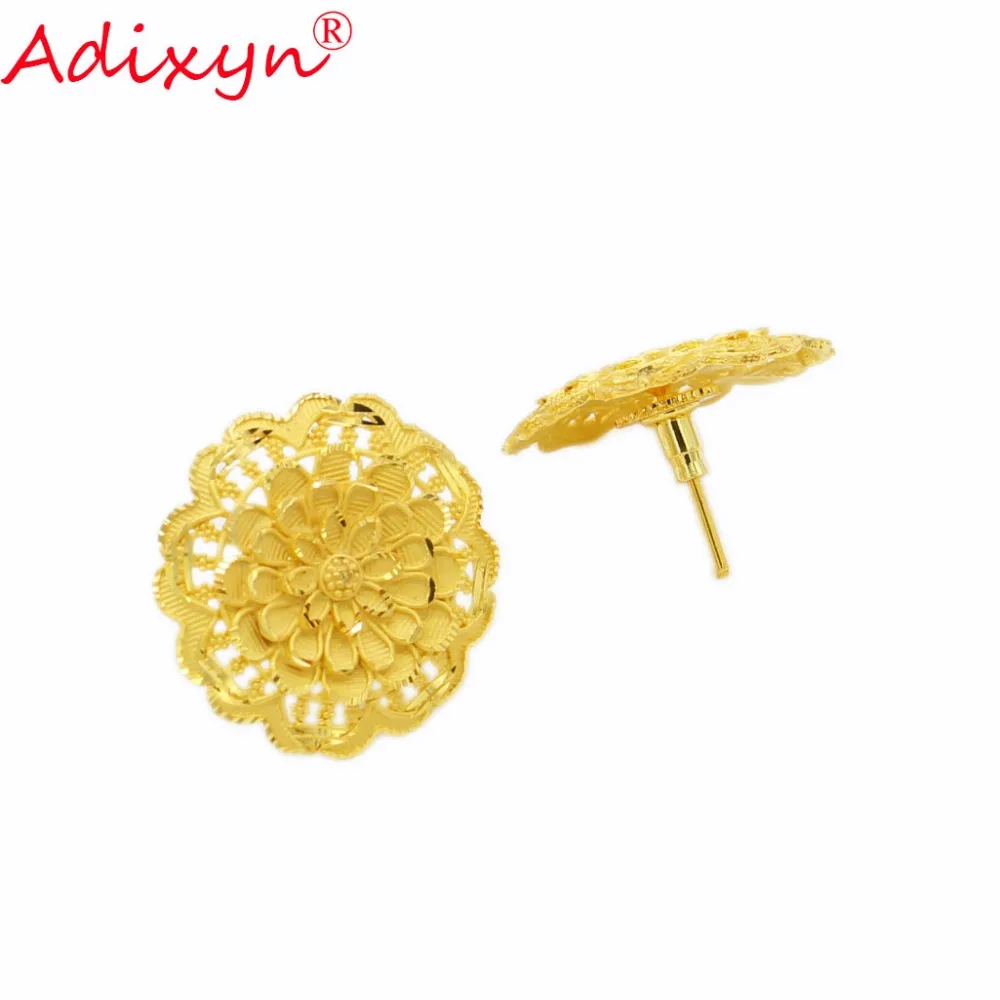 Adixyn новые большие круглые серьги гвоздики для женщин/девушек золотой цвет/Медь